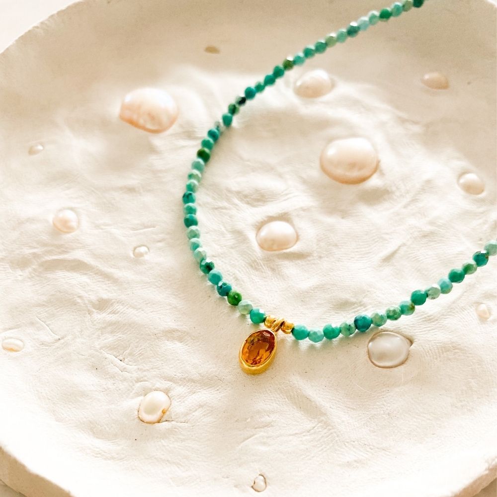 Senna Single Citrine Mini Charm Necklace
