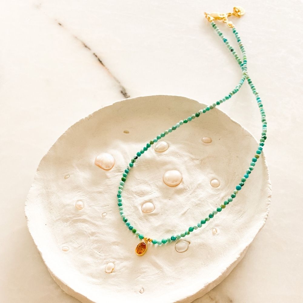 Senna Single Citrine Mini Charm Necklace