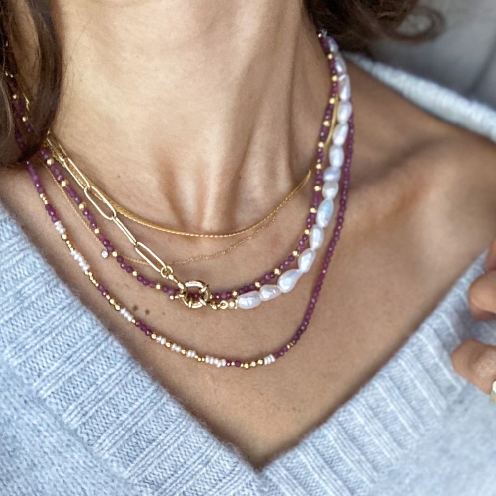 Agnes Natural Pearl Chain Necklace