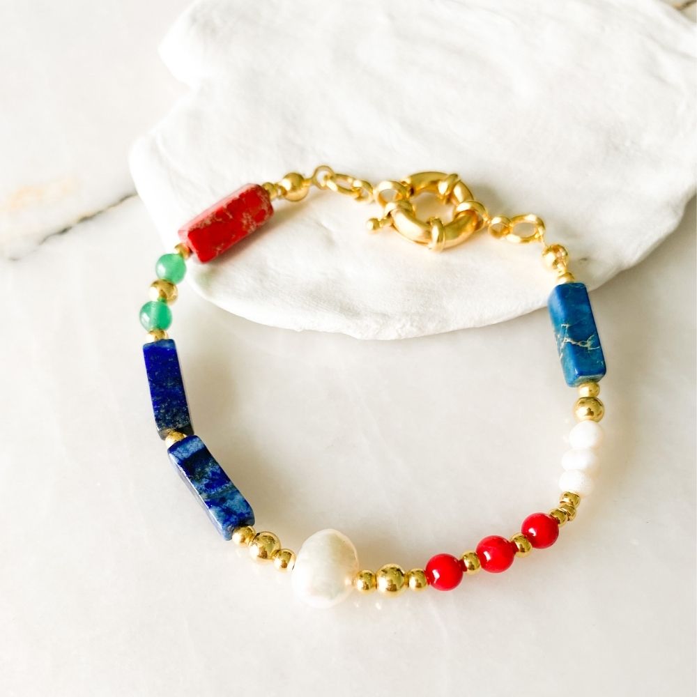 Sienna Lapis Lazuli & Mercan & Akik Bileklik