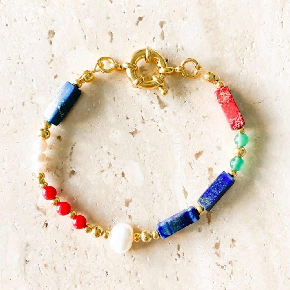 Sienna Lapis Lazuli & Mercan & Akik Bileklik