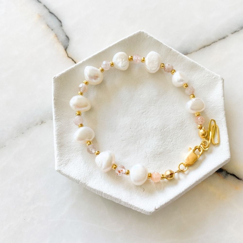 Solange Natural Pearl Sunstone Bracelet