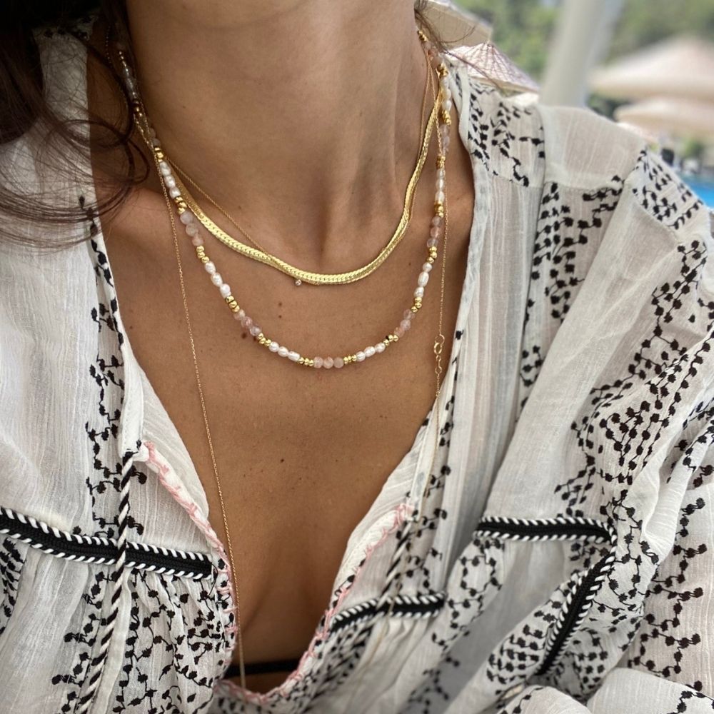 Soleil Natural Pearl Sunstone Necklace
