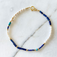 Sonne Doğal İncili Lapis Lazuli & Turkuaz Kolye