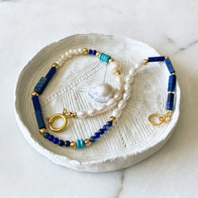 Görseli Galeri görüntüleyiciye yükleyin, Sonne Doğal İncili Lapis Lazuli &amp; Turkuaz Kolye