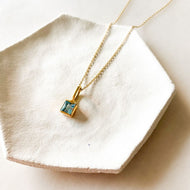 Square Blue Topaz Charm