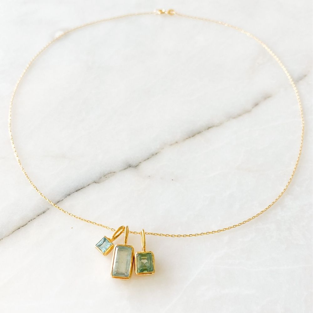 Square Blue Topaz Charm