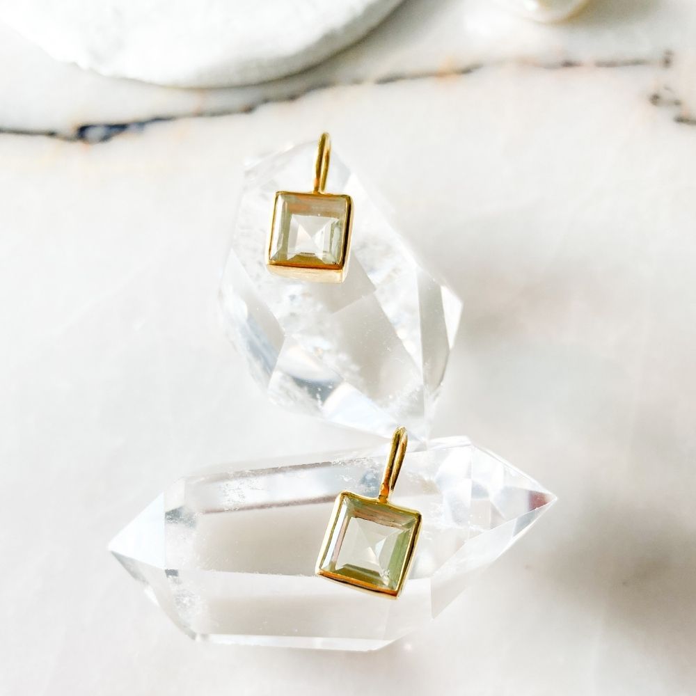Square Yeşil Ametist Charm