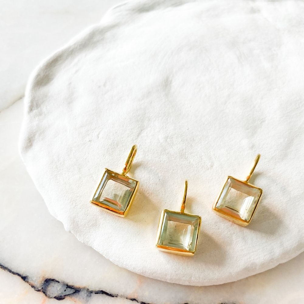 Square Yeşil Ametist Charm
