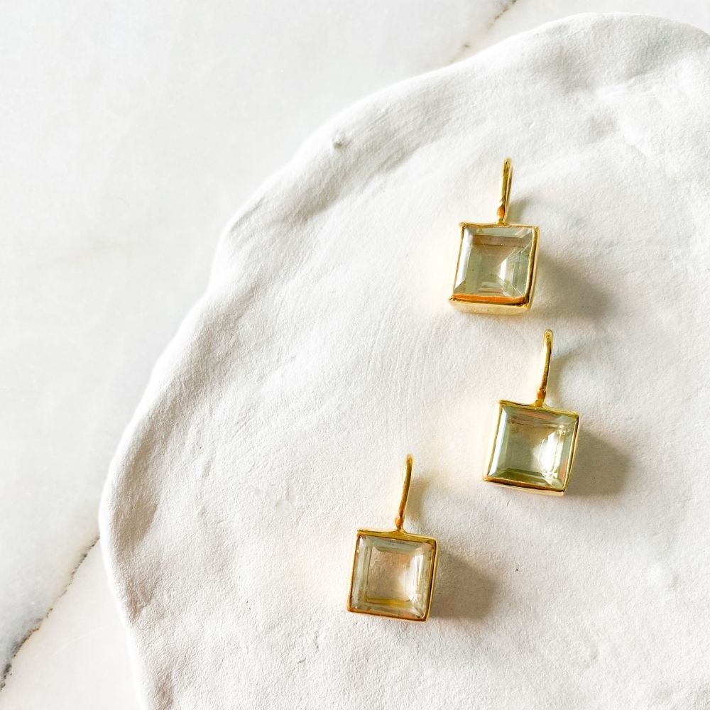 Square Yeşil Ametist Charm