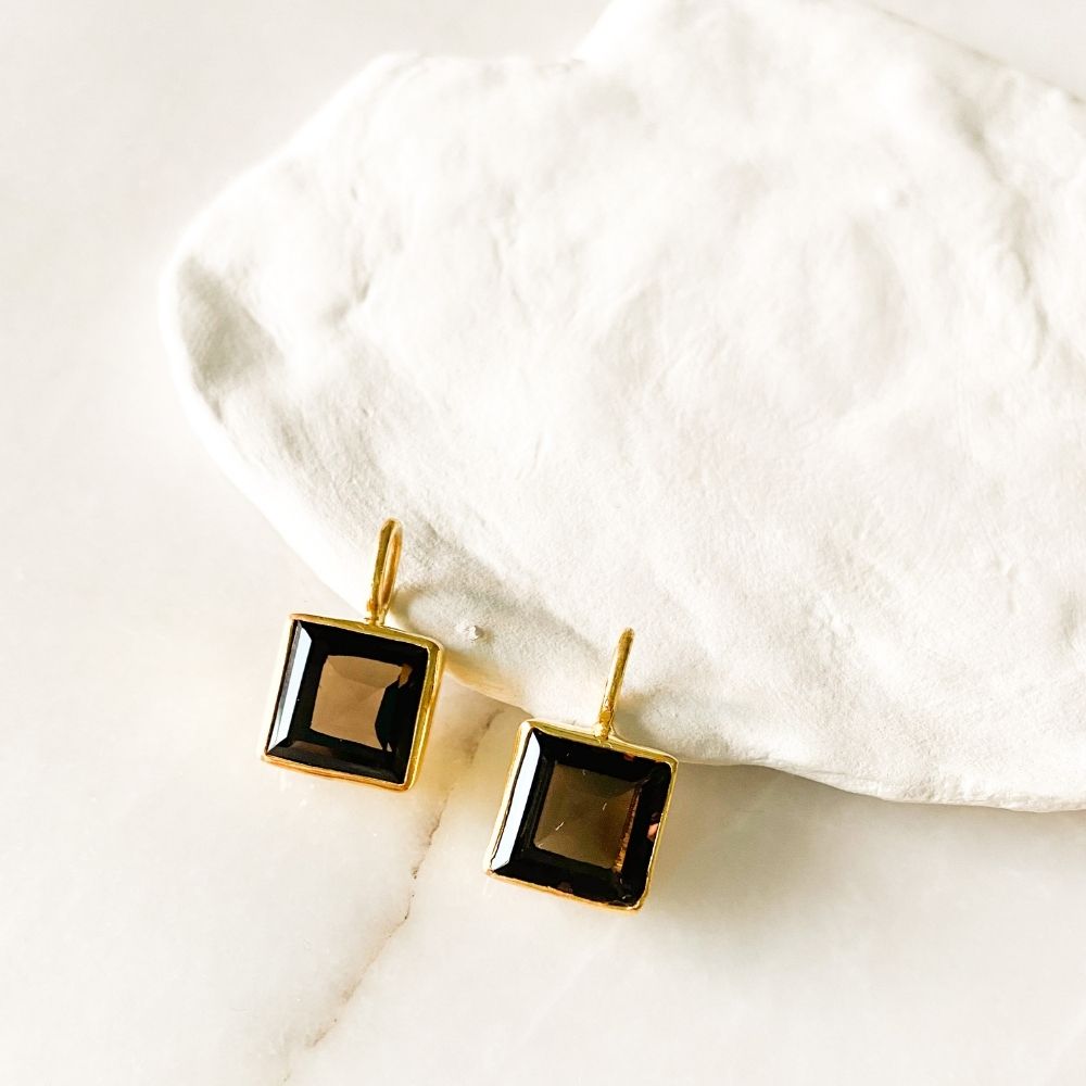 Square Smokey Quartz Charm