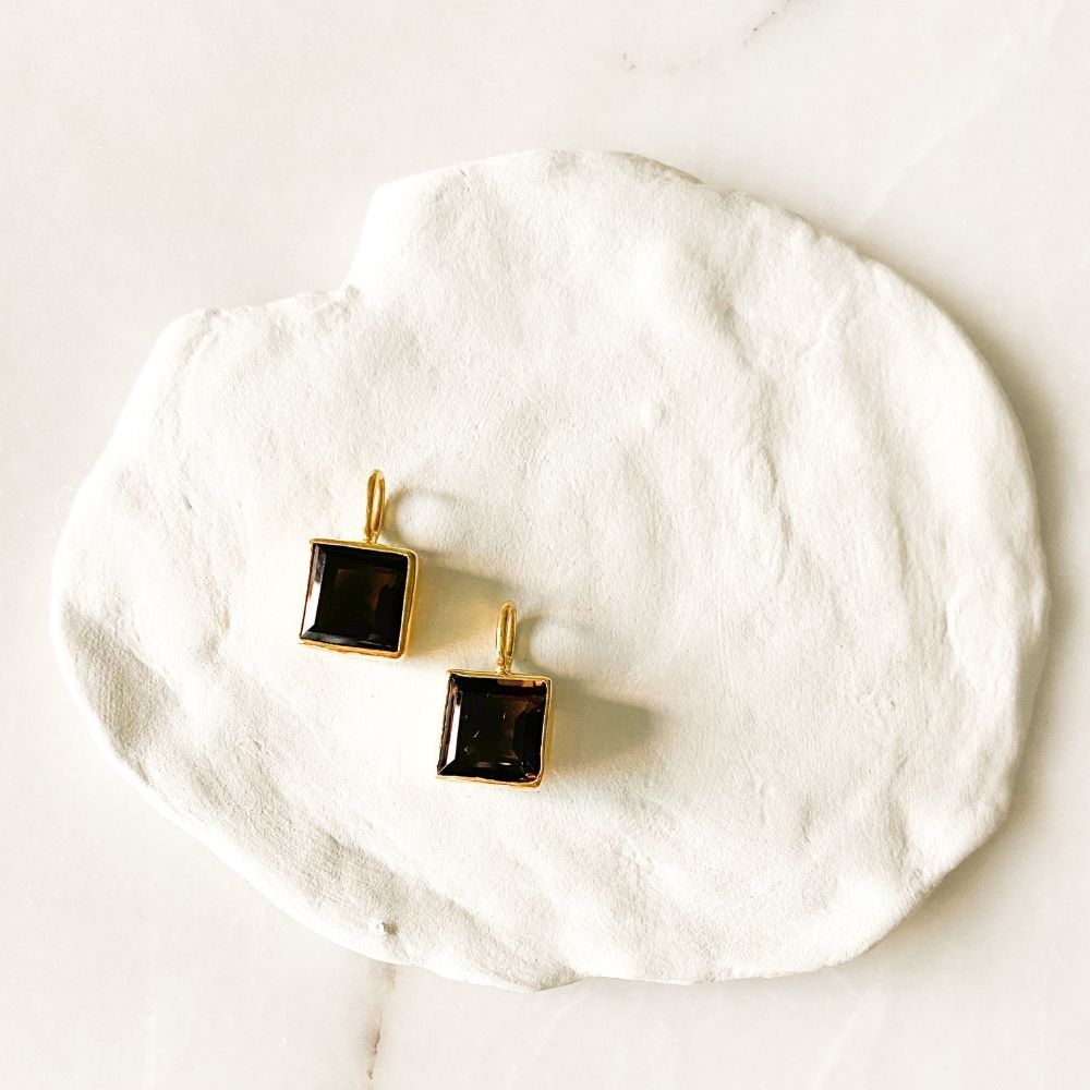 Square Smokey Quartz Charm