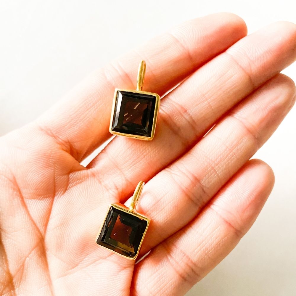 Square Smokey Quartz Charm