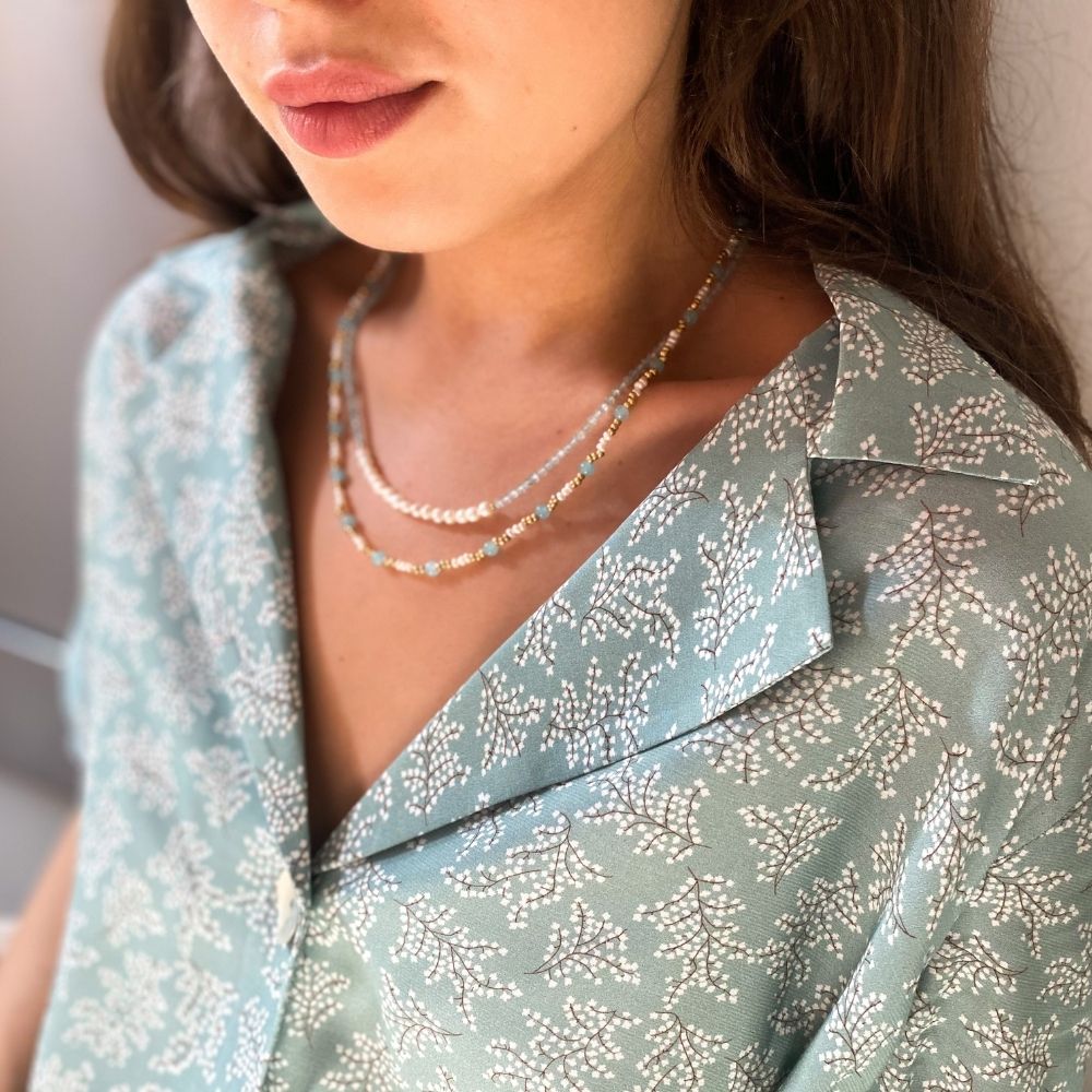 Livia Natural Pearl Apatite Necklace