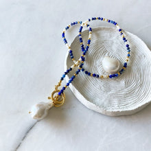 Load image into Gallery viewer, Tabitha Natural Pearl Lapis Lazuli Necklace | Double Trouble Collection