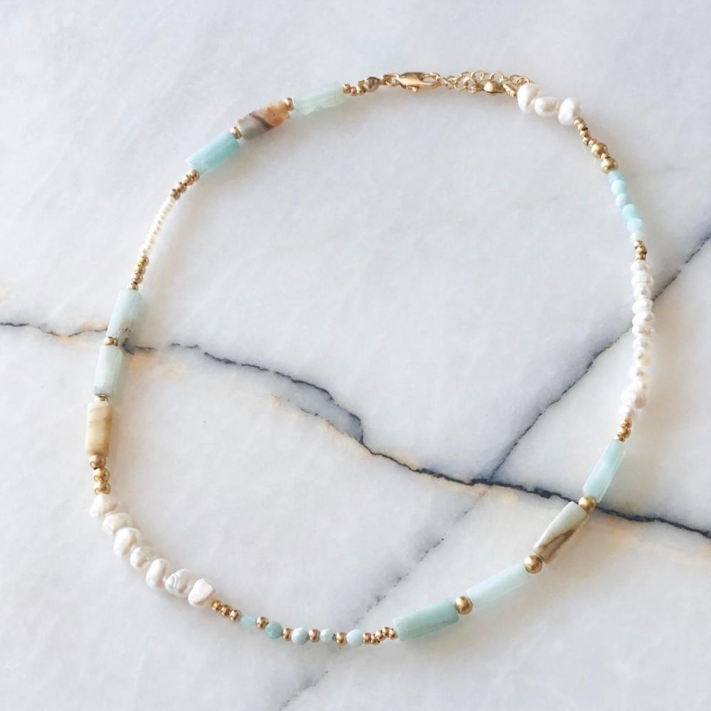 Vienna Amazonite & Pearl Necklace