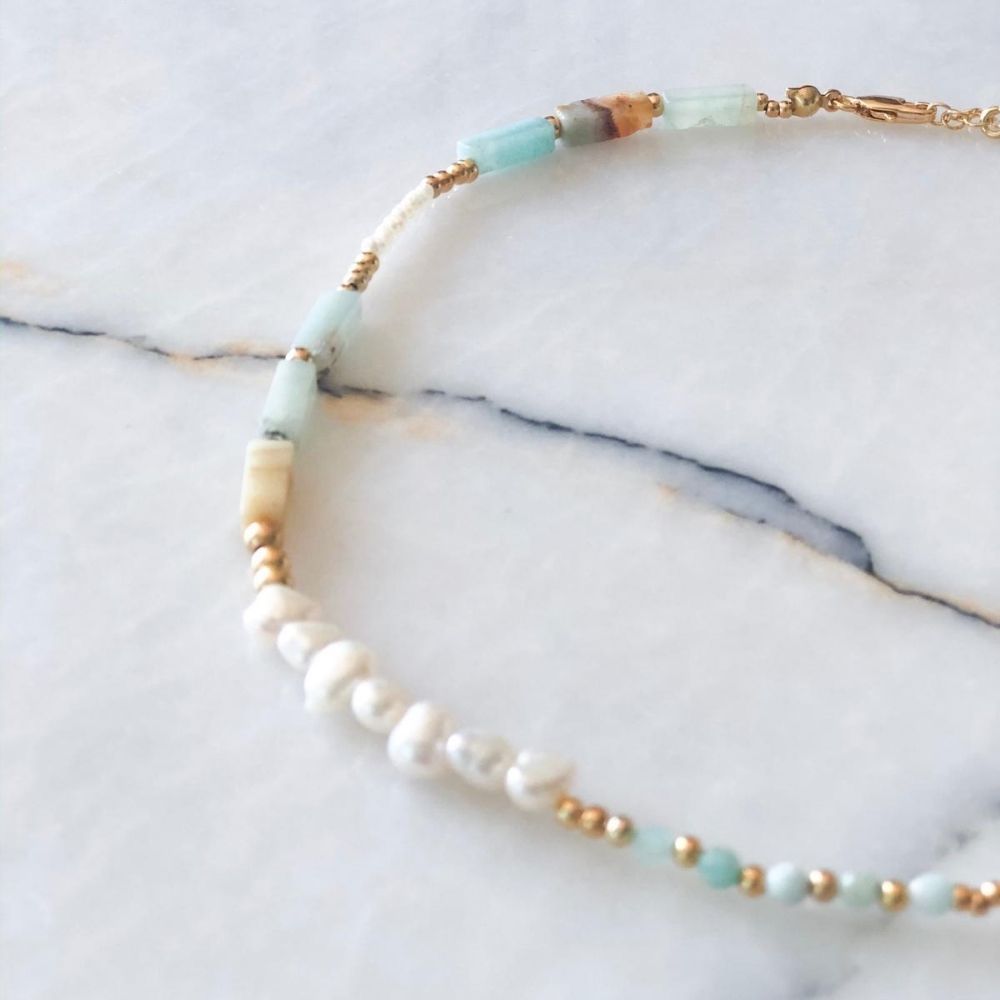 Vienna Amazonite & Pearl Necklace