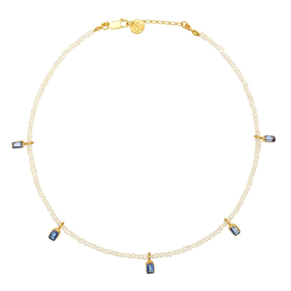 Vivi Kyanit Charm & İnci Kolye