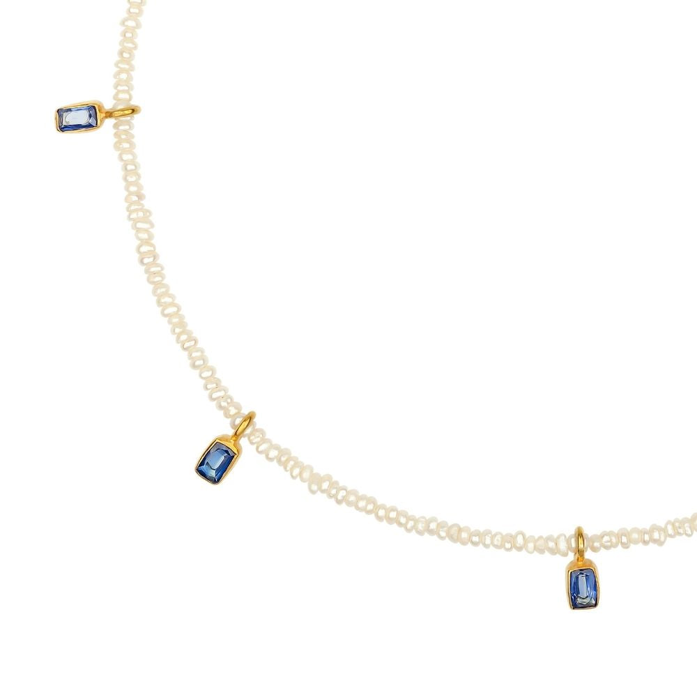 Vivi Kyanit Charm & İnci Kolye