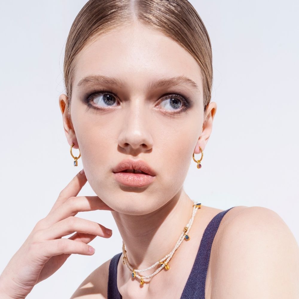Vivi Sitrin Charm & İnci Kolye