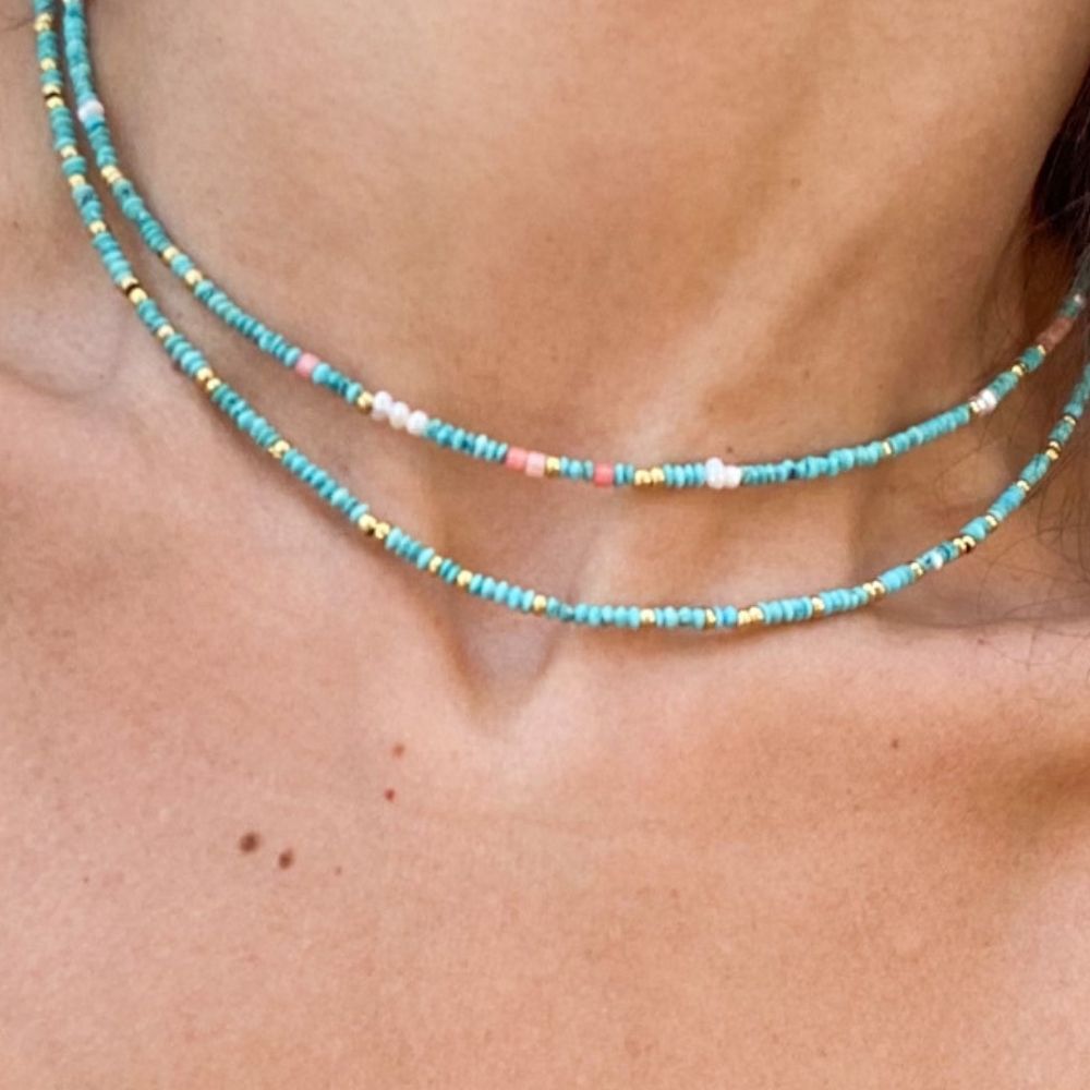 Laika Natural Pearl, Turquoise & Coral Necklace | Limited Edition