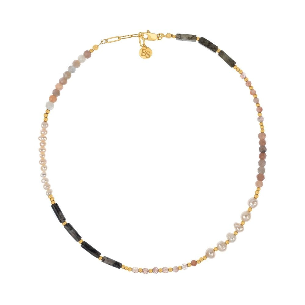 Annie Sunstone & Labradorite & Pearl Necklace
