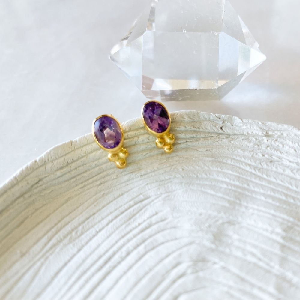 Aurie Amethyst Silver Earrings