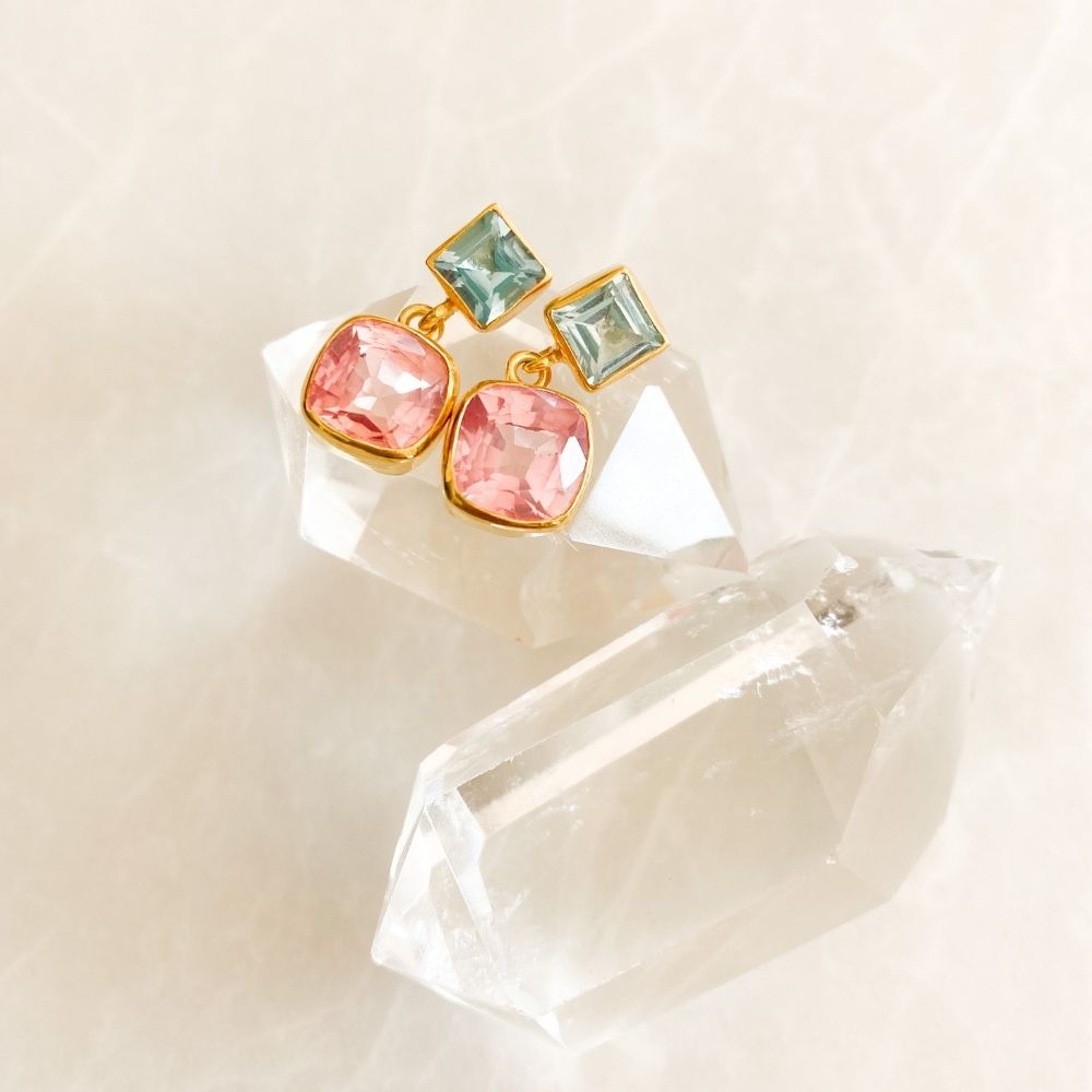 Blue Moon Topaz & Morganite Earrings I Limited Edition