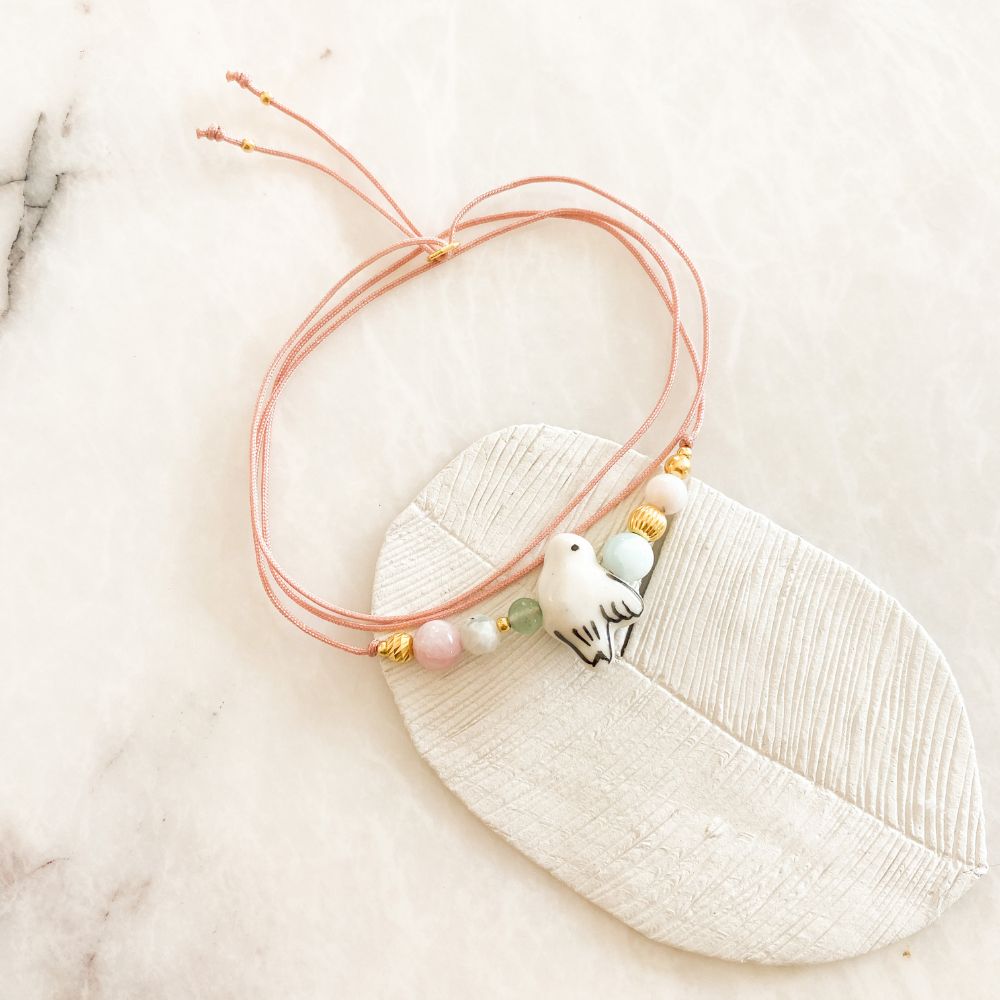 Gigi Birdie Larimar, Aventurine, Pink Opal, Sunstone Bracelet