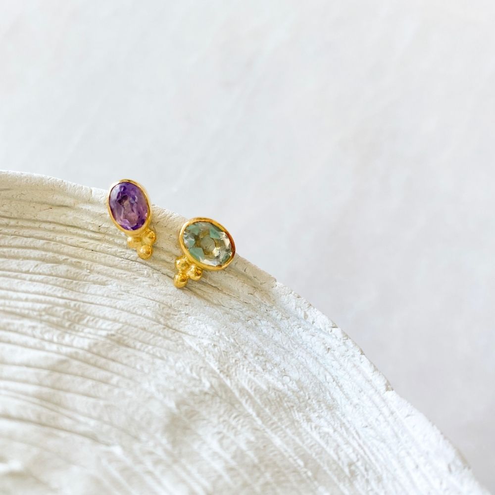 Laviena Green Amethyst Silver Earrings