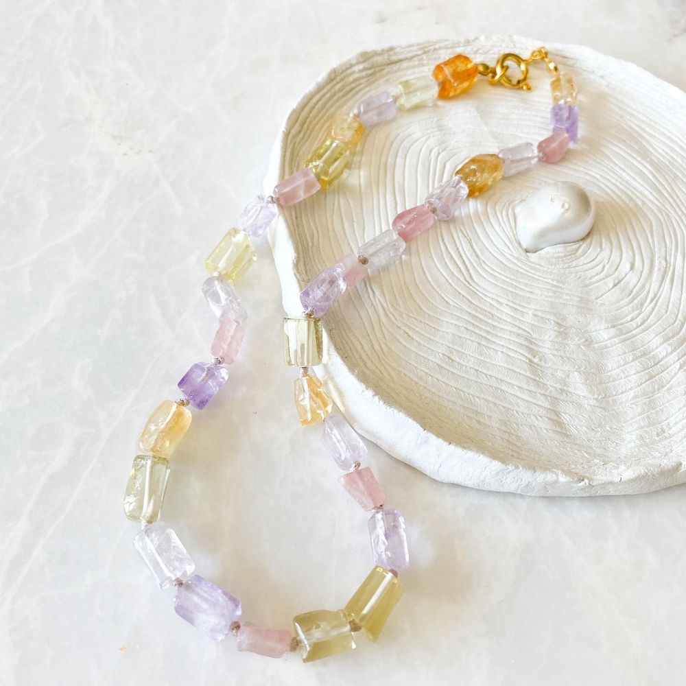 Liv Ametrine, Rose Quartz, Citrine Necklace