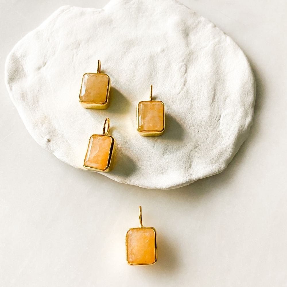 Square Sarı Quartz Charm
